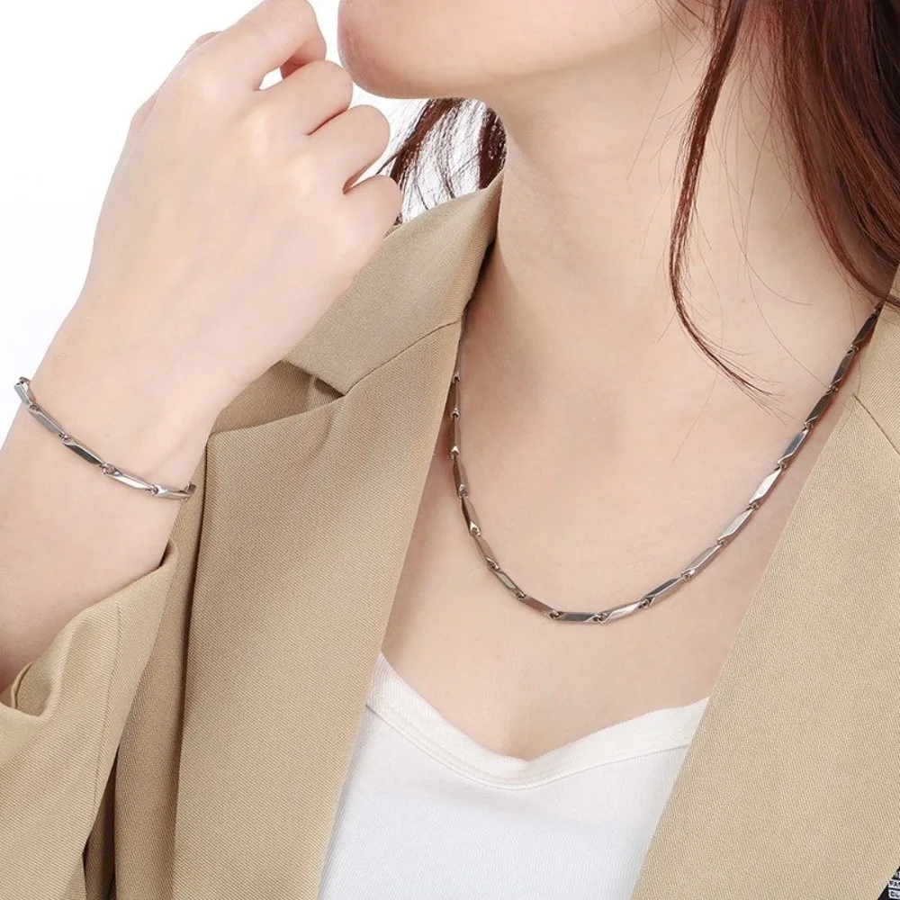 Fashionable Stainless Steel Steel Chain Chain Link Simple Design Melon Seed Chain Bracelet Punk Style Hip Hop Rock for Men