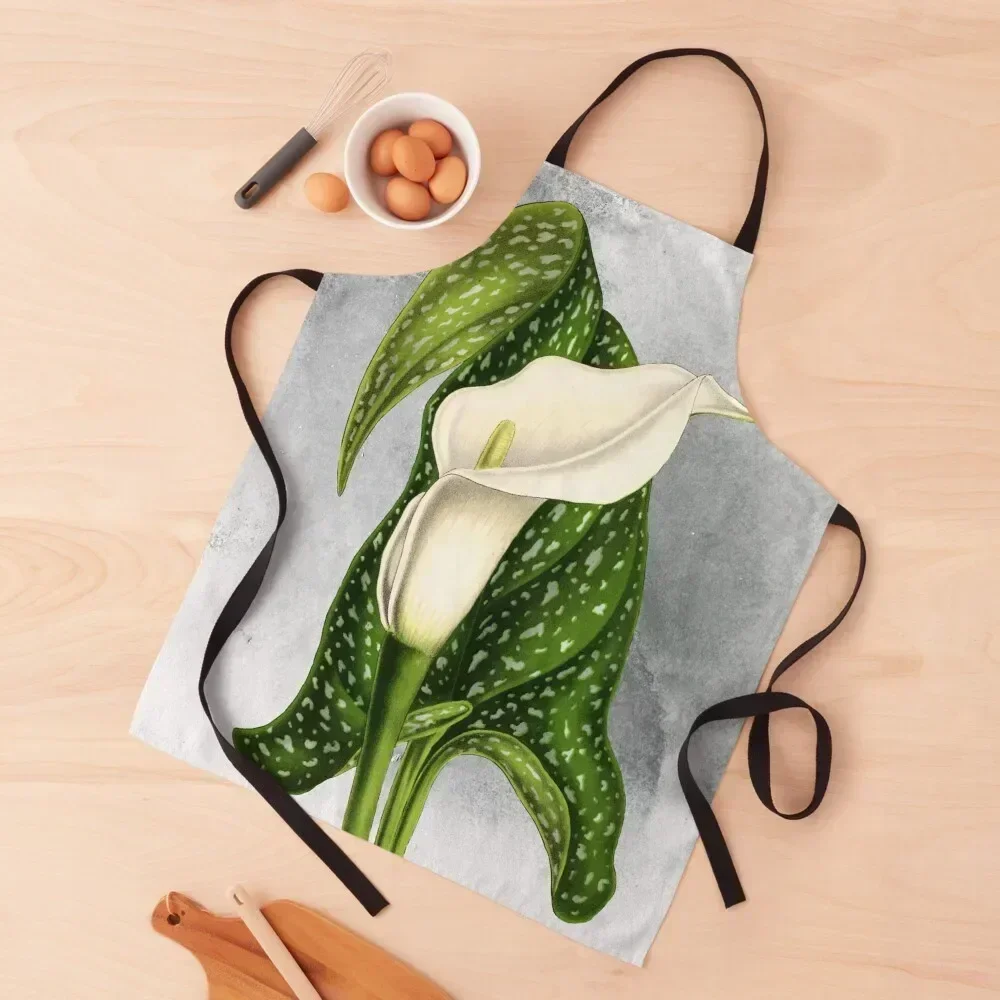 

Arum Lily | White Calla Lilies Apron Waterproof Kitchen Woman Kitchen Utensils Trim Cloth Kitchenware Apron