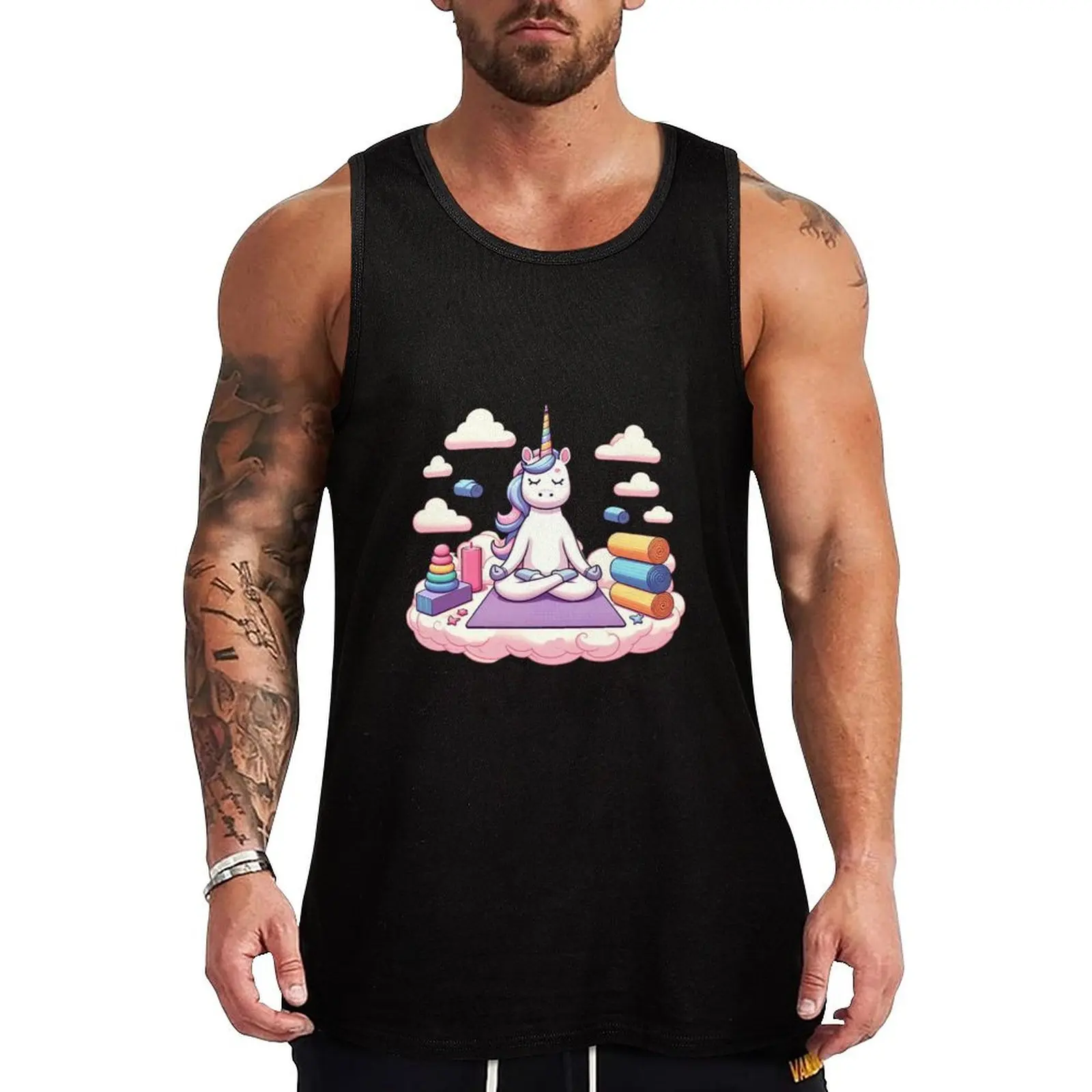 

Unicorn Yoga Tank Top cotton t-shirts man gym accessories men Men's fitness t-shirt