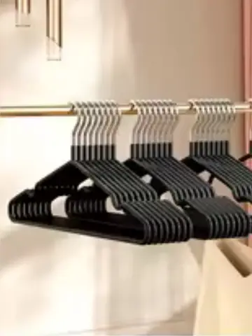 10pcs- Metal Traceless No-slip Clothes Hangers, Durable Strong Clothes Racks, Household Space Saver For Organization Of Bedroom,