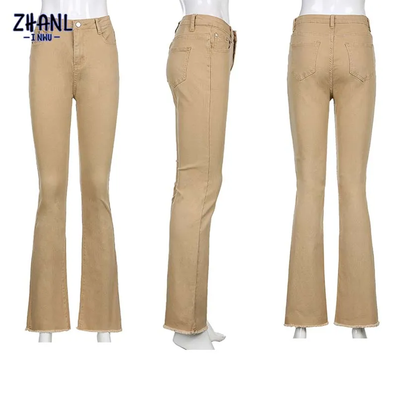 Y2k New Women Brown Jeans High Waist Wide Leg Pants Femme Trousers Comfort Casual Denim Mom Pants Washed Jean Pants