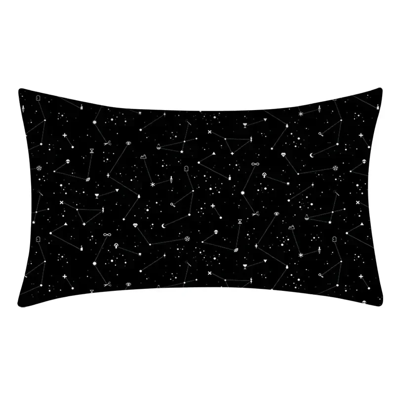 Rectangular Pillowcase Sofa Decorative Pillow Geometric Print Cushion Cover Simple Style Black and White