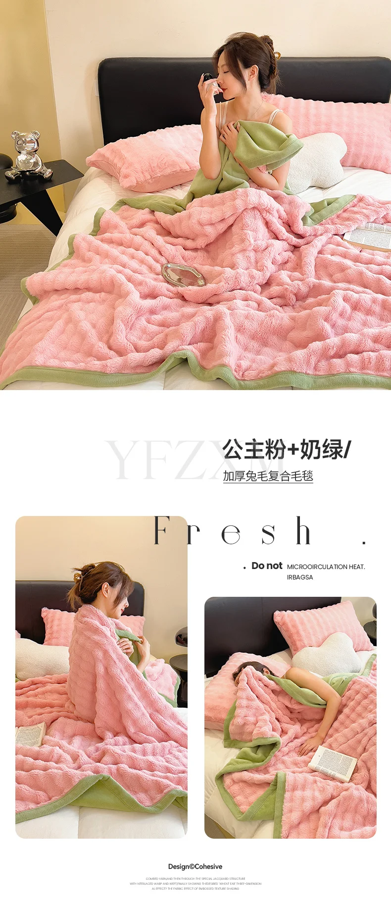 Cute Giant Panda Fluffy Fleece Blanket Fall Winter Thick Warm Faux Rabbit Fur Bed Blanket Plush Sofa Throw Cover Soft Bedspread