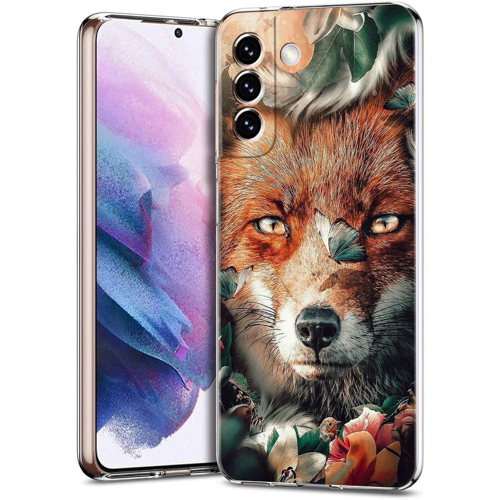 Animal The Fox Phone Case for Samsung Galaxy S23 S20 FE S22 S21 Ultra M21 M22 M32 S10 S10E S9 S8 Plus 5G Transparent Shell Capas