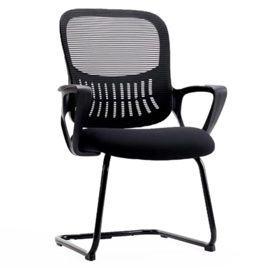 

Reception Guest Chair Set of 1 Stationary Non Rolling Mesh Mid Back Computer Office Desk with Lumbar Support for Home Waiting A