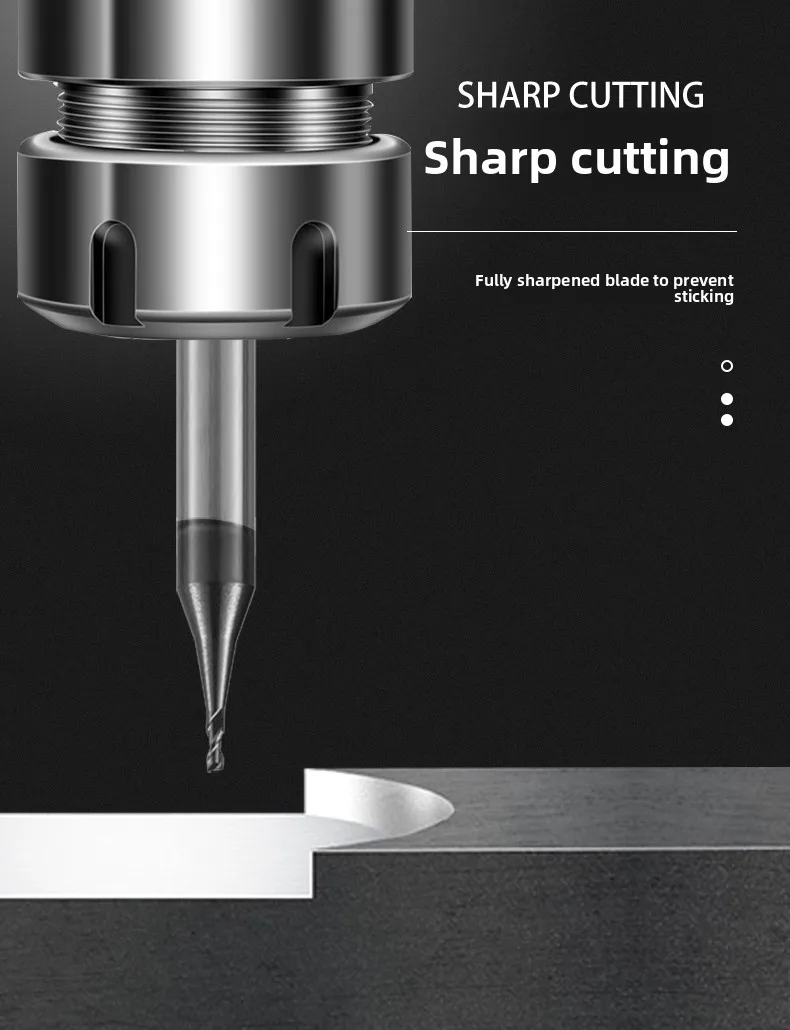 HRC68 Micro Diameter Tungsten Carbide End Mills D0.1-0.9 Flat Milling Cutter for Stainless Steel R0.05-0.45 Ball Nose