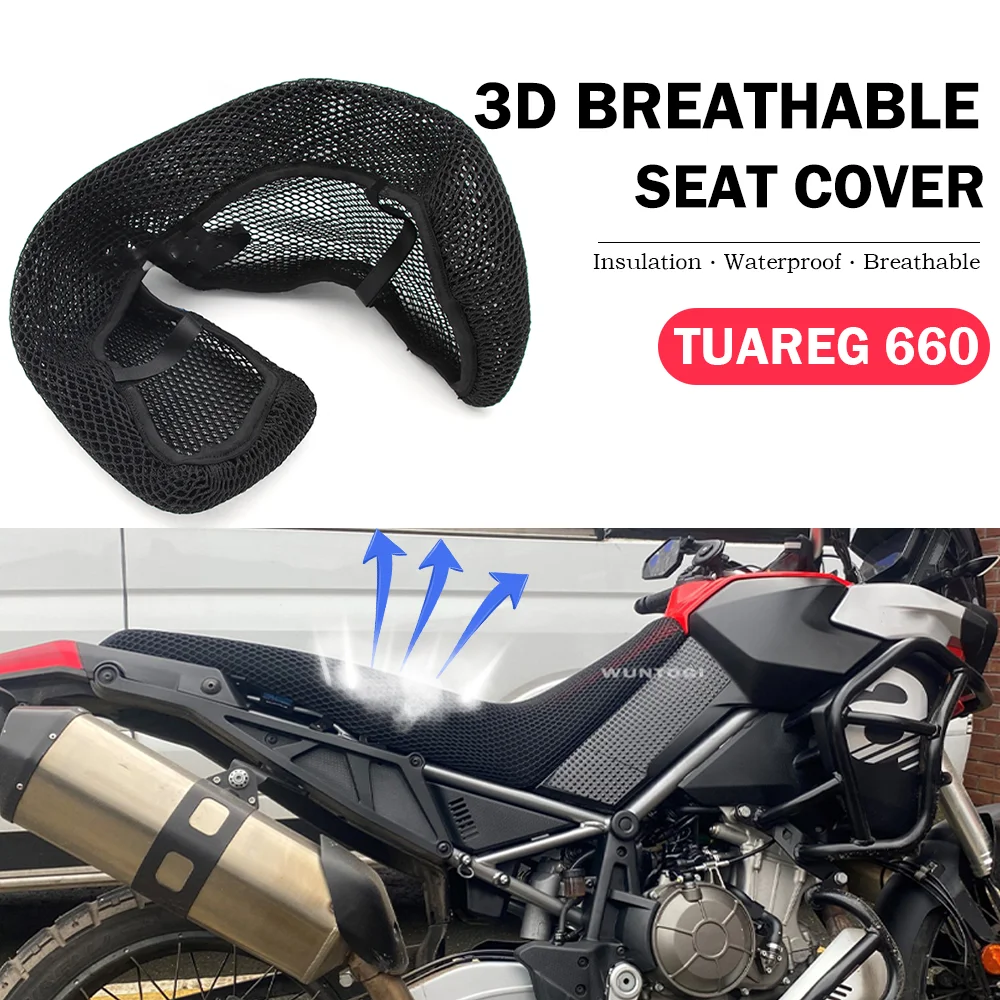 Tampa do assento de fluxo de ar para Aprilia Tuareg 660, Acessórios de motocicleta, Almofada de proteção do assento, Peças Modificadas, 2021-2023 Tuareg660