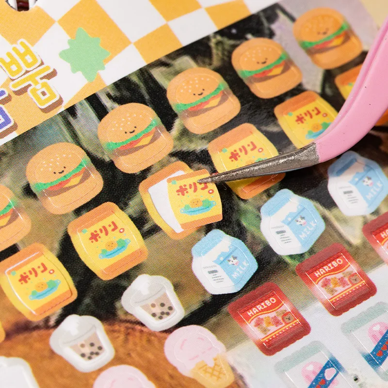 18 Sheets Cute Cartoon Mini Stickers Scrapbooking DIY Decorative Stickers for Photo Card Decoration Collage Material