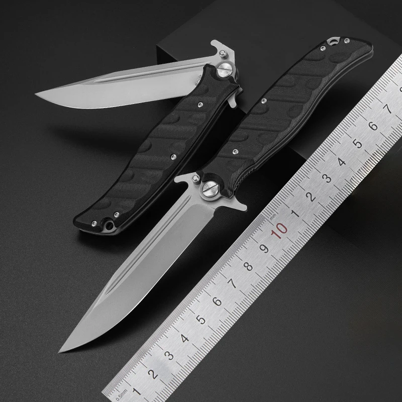 1pc，Outdoor Camping Folding Knife, G10 handle multi-purpose self-defense knife, 7CR17 steel, hiking knife, hunting knife