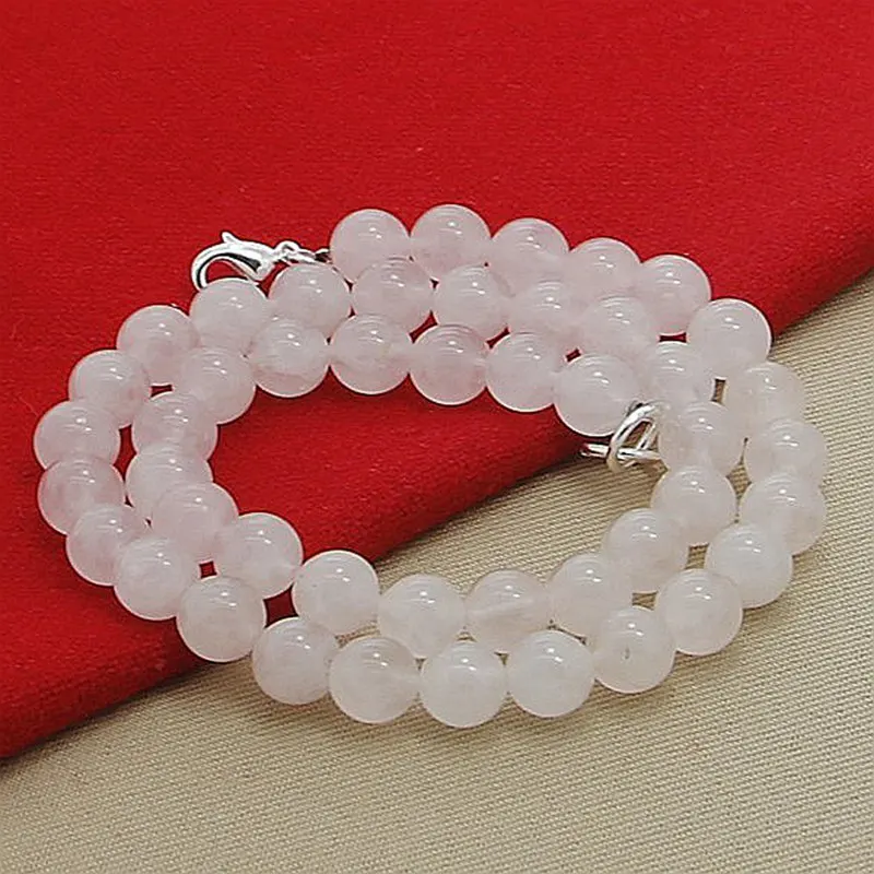 

Top Quality Silver 925 Necklace Fashion Pink Pearl Crystal Necklace for Women Lady Party Jewelry Gifts