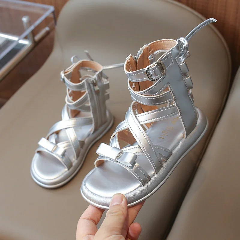 New Children's Bow  Sandals Korean Version Princess Sandals Soft Soled Beach Shoes For Girls Shoes 2024 Summer baby girl shoes