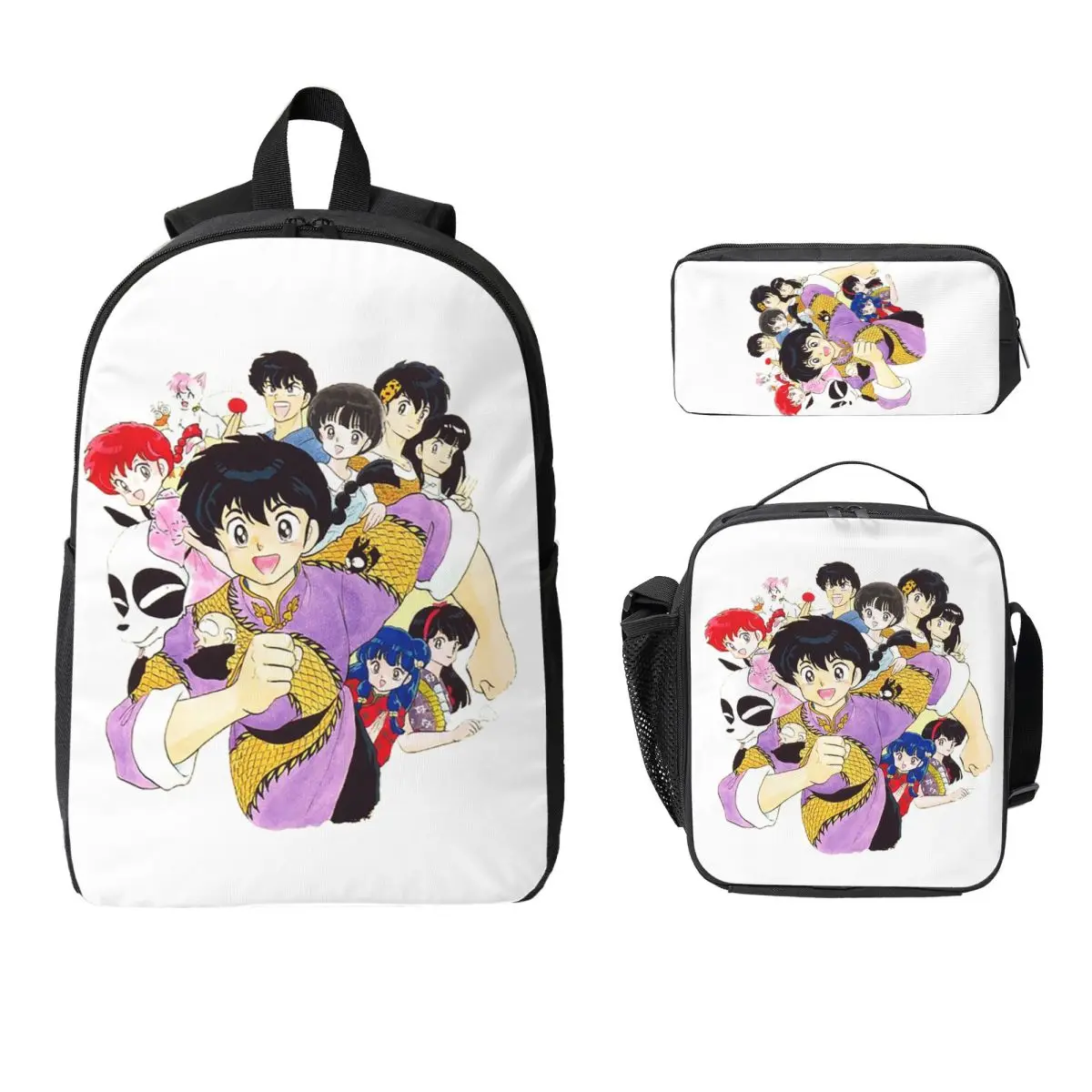 

Ranma 12 Yellow Backpack Student Boys Girls BookBag School Bag Laptop Shoulder Bags 3ps Insulated Lunch Bag Pencil Case