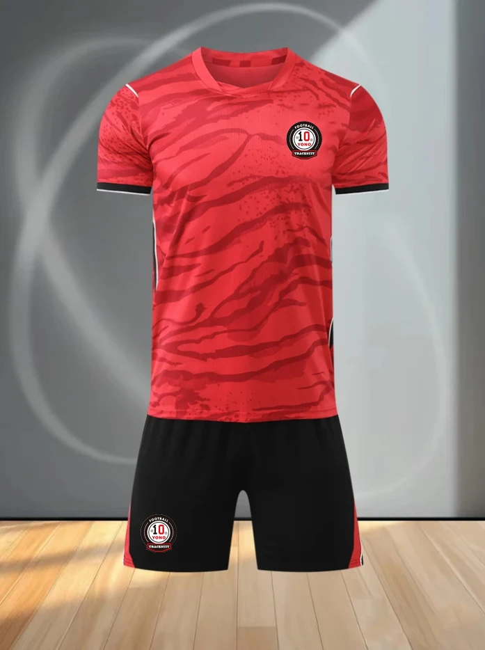 High-quality Breathable Red Football Jersey Set