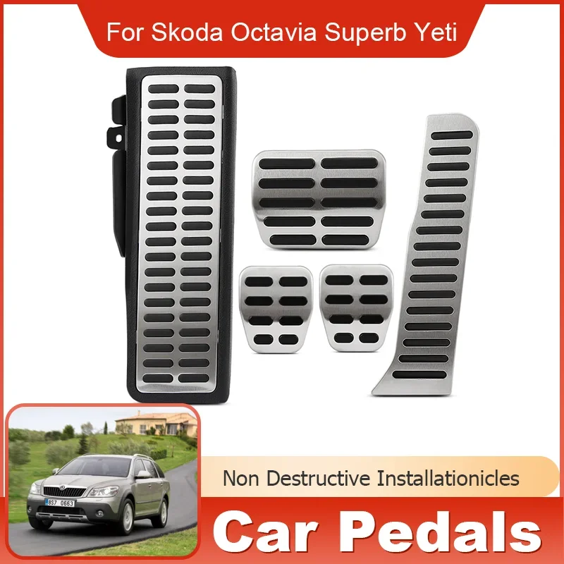 

AT MT Car Pedals Stainless Steel Gas Brake Footrest Pedal Protection Accessories for Skoda Octavia A5 Superb Yeti Brake Pedal