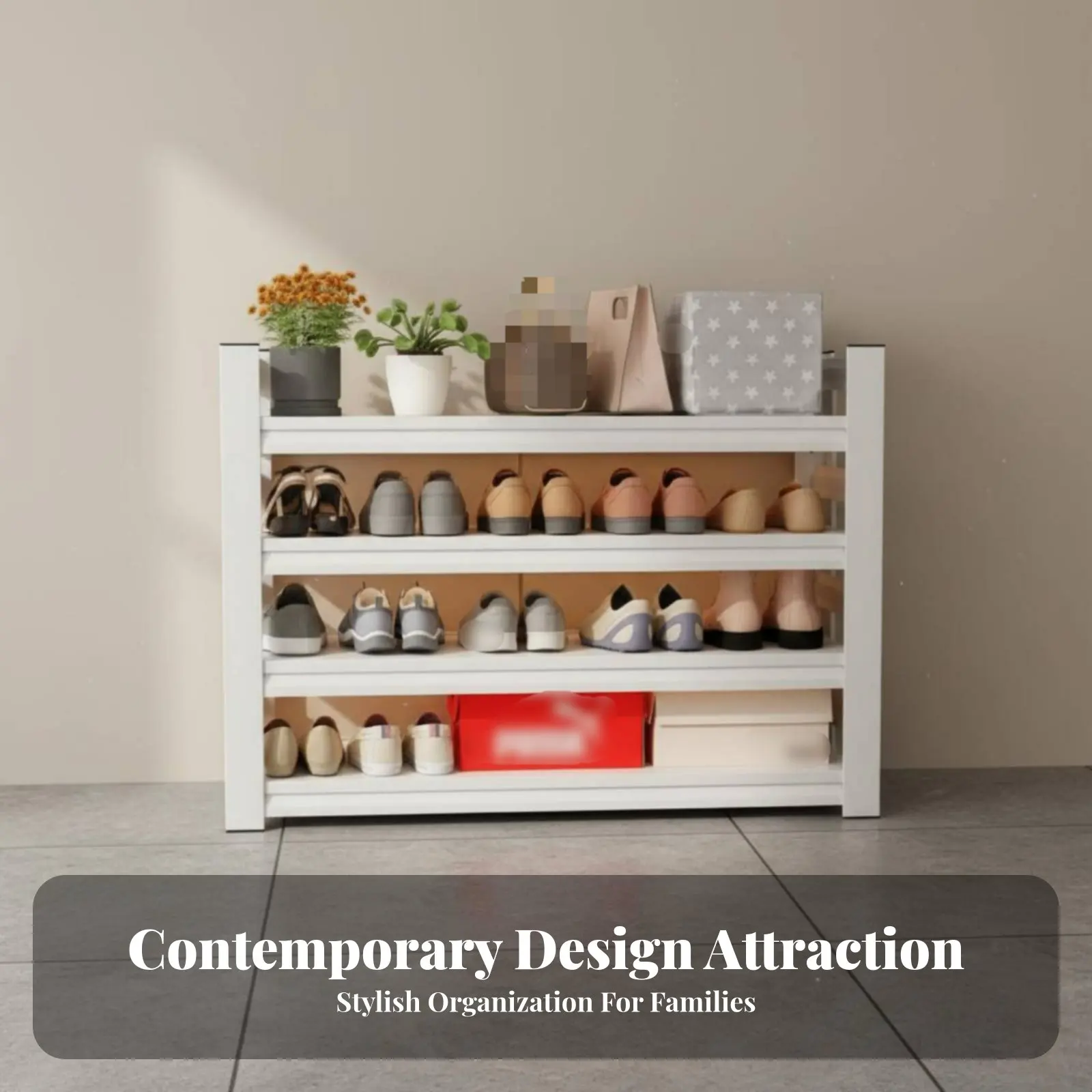 

Metal Footwear Storage Unit Large Capacity Multi-Tier Shoe Rack Entryway Storage Shelf Dustproof Steel Construction for Hallway