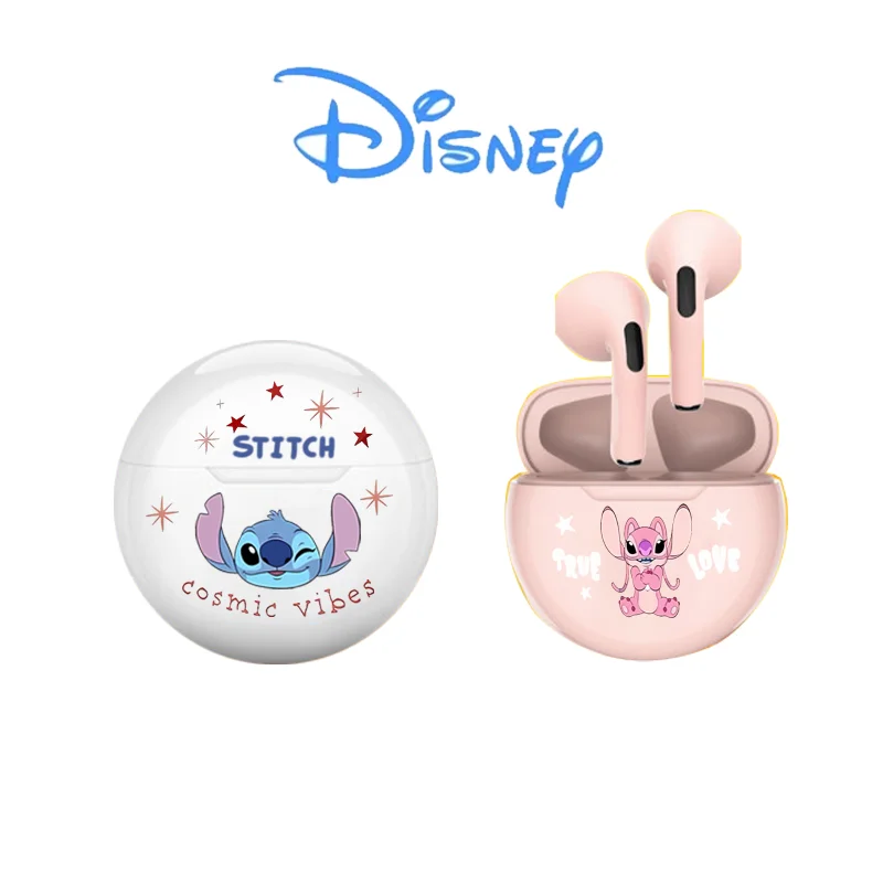 Disney printing Stitch Angel Wireless Bluetooth 5.3 Earphones HiFi Surround Sound Headset Smart Touch Headphone Long Endurance