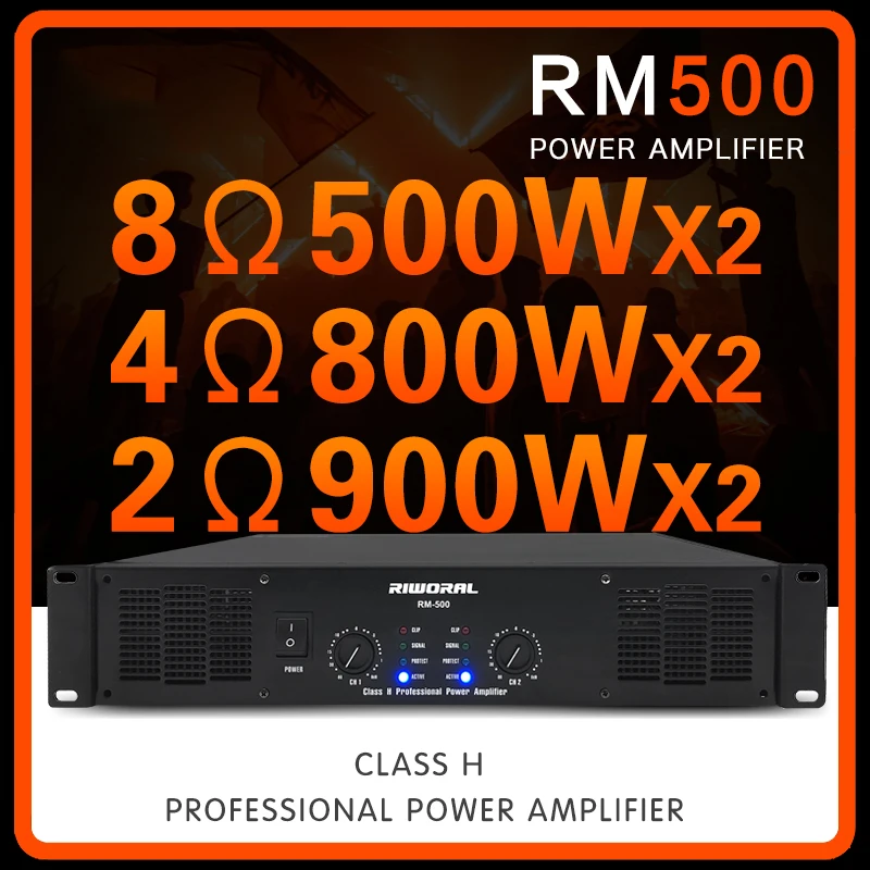 RM500 Factory Direct Sales Class H 1000W*2 Channel High Power Amplifier for Stage
