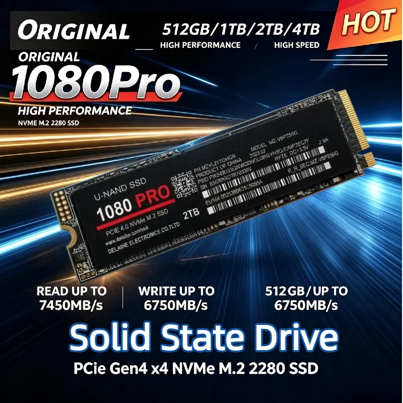 Original M2  NVME NGFF 1080PRO SSD Hard Disk Drive 500GB 1TB 2TB Internal Solid State Drive for Gaming PC Desktop Laptop Storage