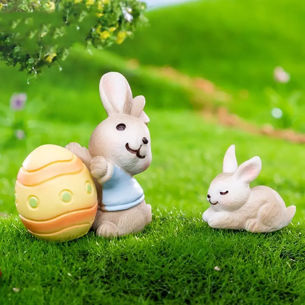 الراتنج البسيطة أرنب عيد الفصح تمثال متعدد الألوان بيضة عيد الفصح مصغرة Knickknacks المشهد الصغير اكسسوارات الكرتون الأرجواني تمثال #3