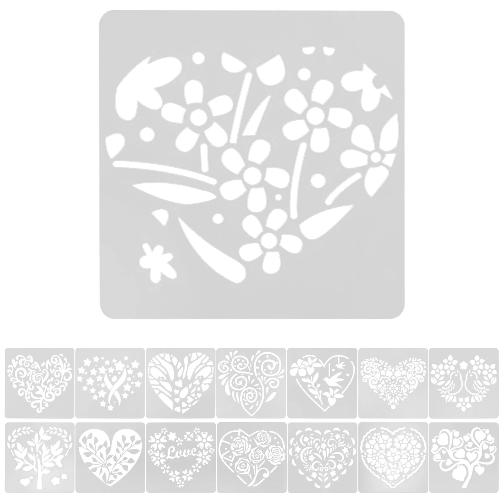 Stencils Love Heart para Crianças, Modelo de desenho, Modelos DIY, Mini, Multifunções, Ferramentas Pet, Criança, 15 folhas