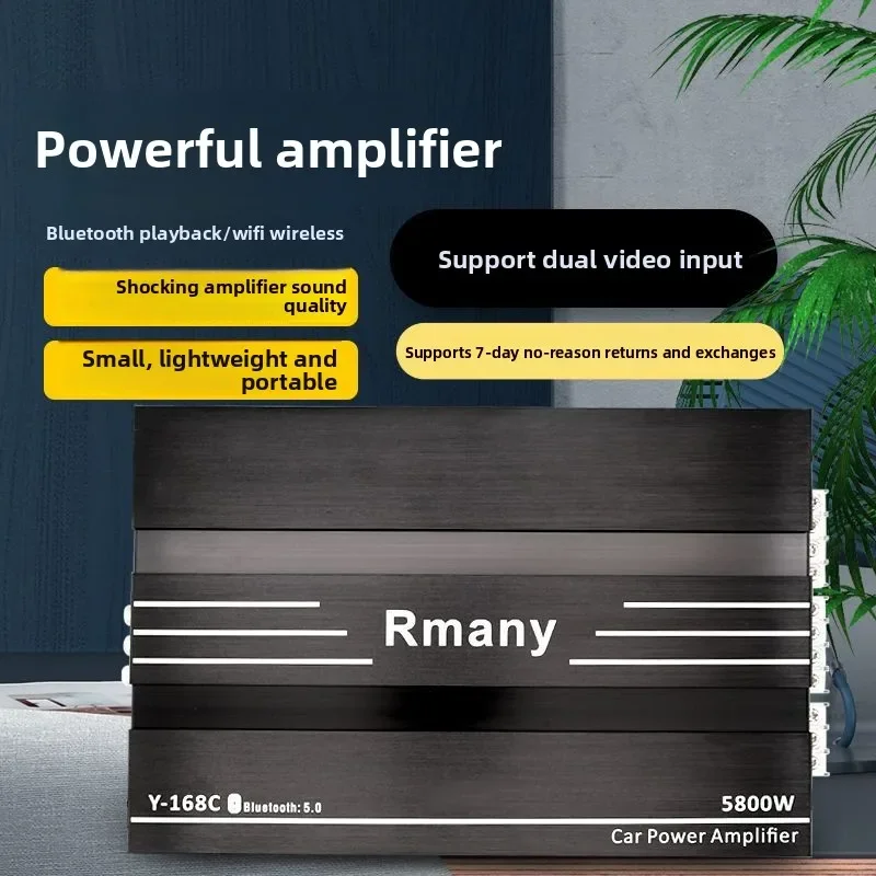 Durable 12V 4-Channel Car Amplifier, High Power for Door Speakers & Passive Subwoofer