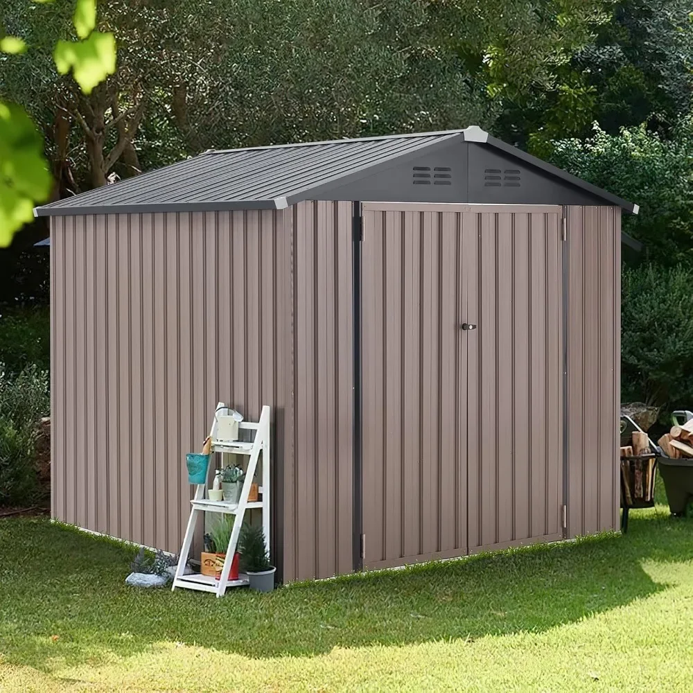 7' x 7' Shed Outdoor Storage Shed Clearance, Extra Large Yard Steel Shed with Design of Lockable Doors, Tool and Utility Storage