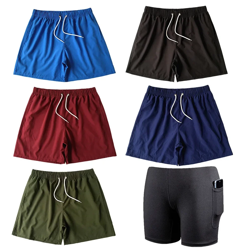 

Мужские новые модные пляжные шорты, повседневные модные однотонные шорты для плавания с эластичной резинкой на талии и шнурком до колена, мужские шорты для плавания