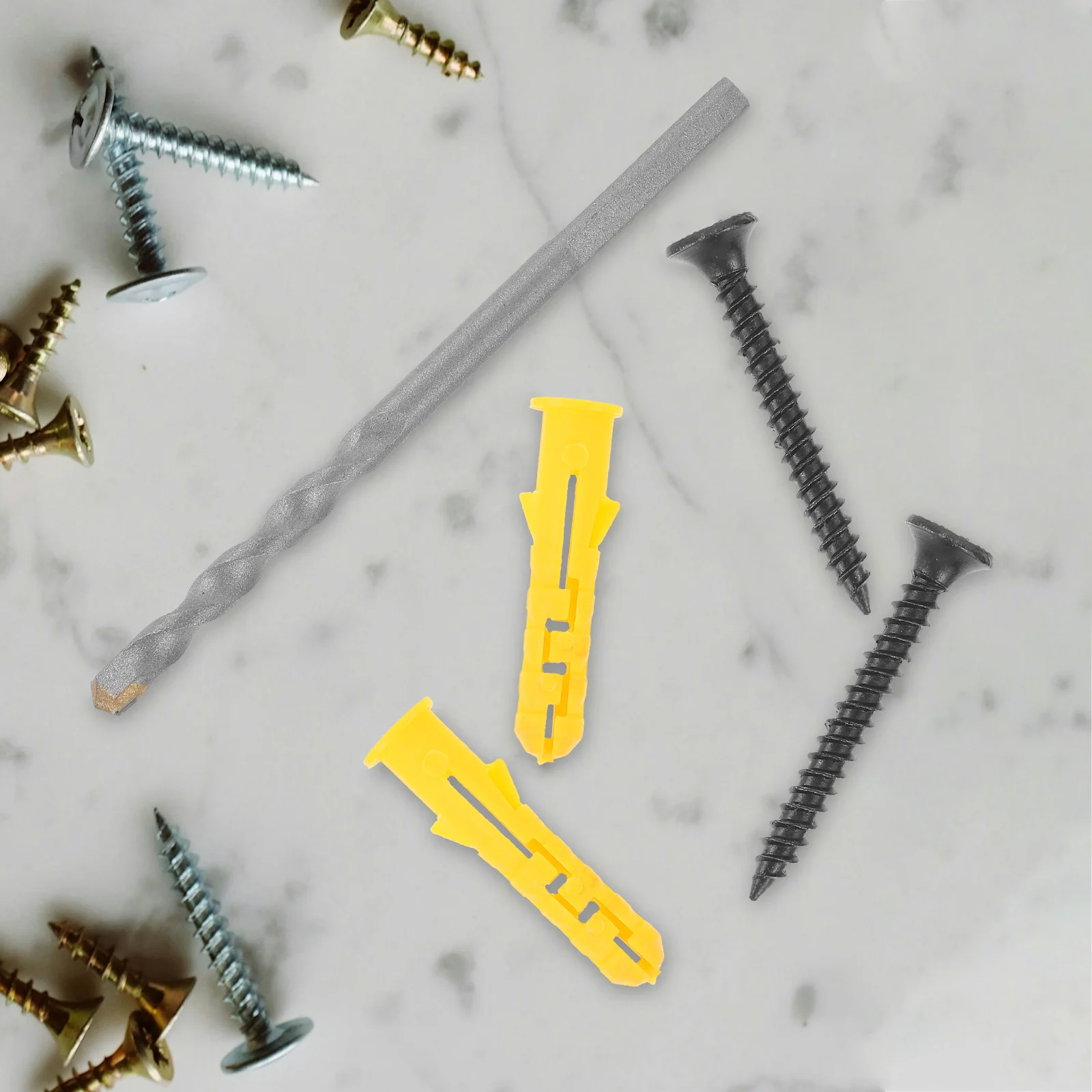 

50 Sets Wall Anchor Screw Kit for Plasterboard Concrete 6x30 Black Drywall Nails Brick Drill Fixing Tools Screws