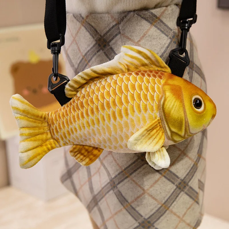 30CMのシミュレーション魚ぬいぐるみクロスボディバッグ、クリエイティブな鯉、フナ、オヒョウのぬいぐるみ魚のおもちゃ、コインパース、ぬいぐるみ人形おもちゃ