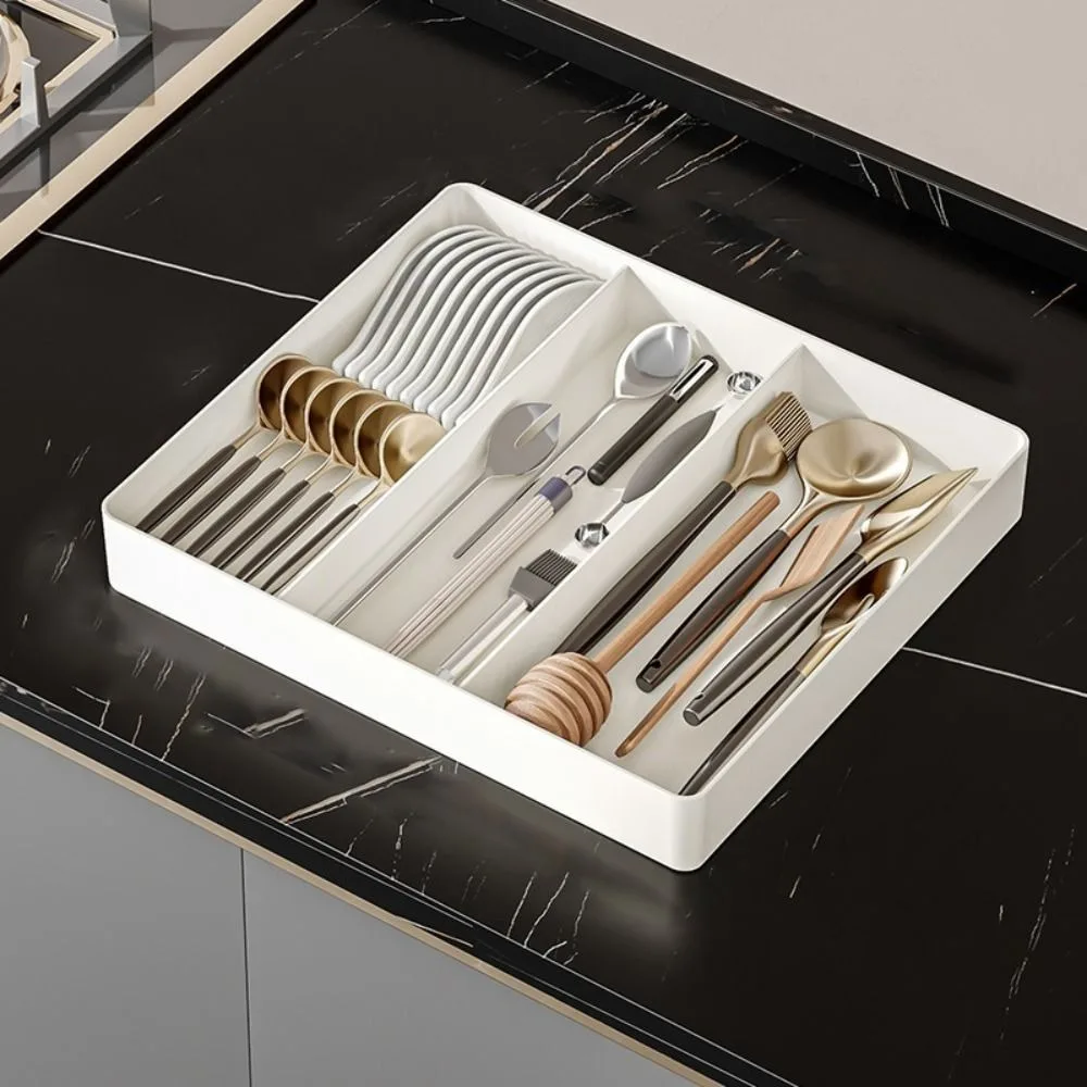 Scalable Retractable Drawer Storage Box Movable Partition Compartment Kitchen Drawer Organizer Large Capacity Plastic