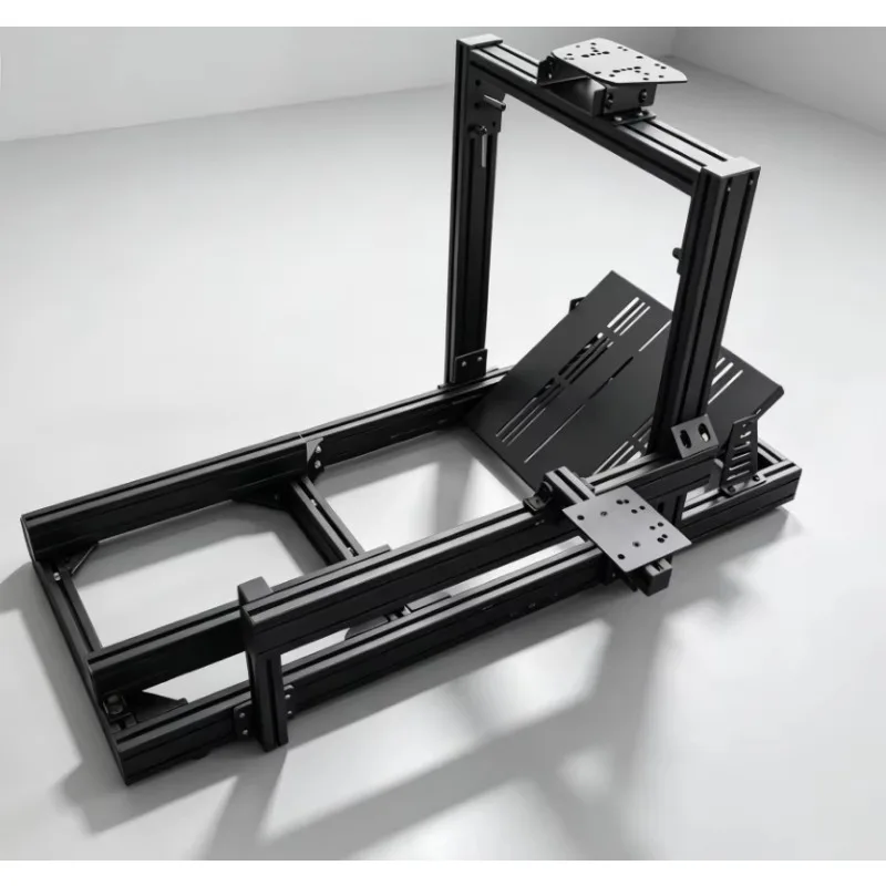 Custom Black Heavy Duty Anodized Profile Sim Racing Cockpit Frame With Adjustable Pedal Sim Rig Customized Framing Structure