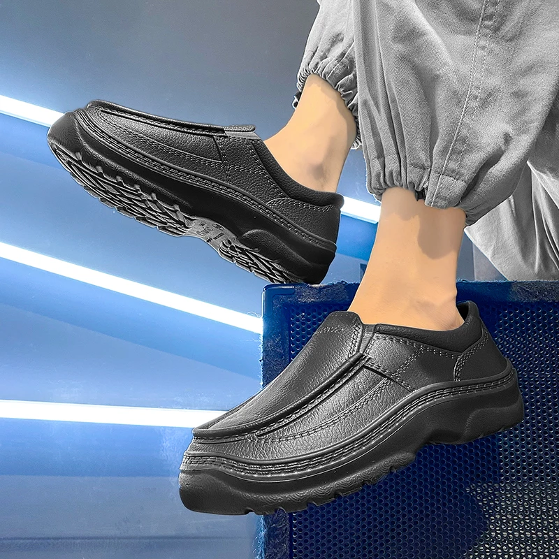 Men's Slip-On Chef Shoes, Waterproof, Oil-Proof, Non-Slip, Thick-Soled Kitchen Work Shoes, Sandals