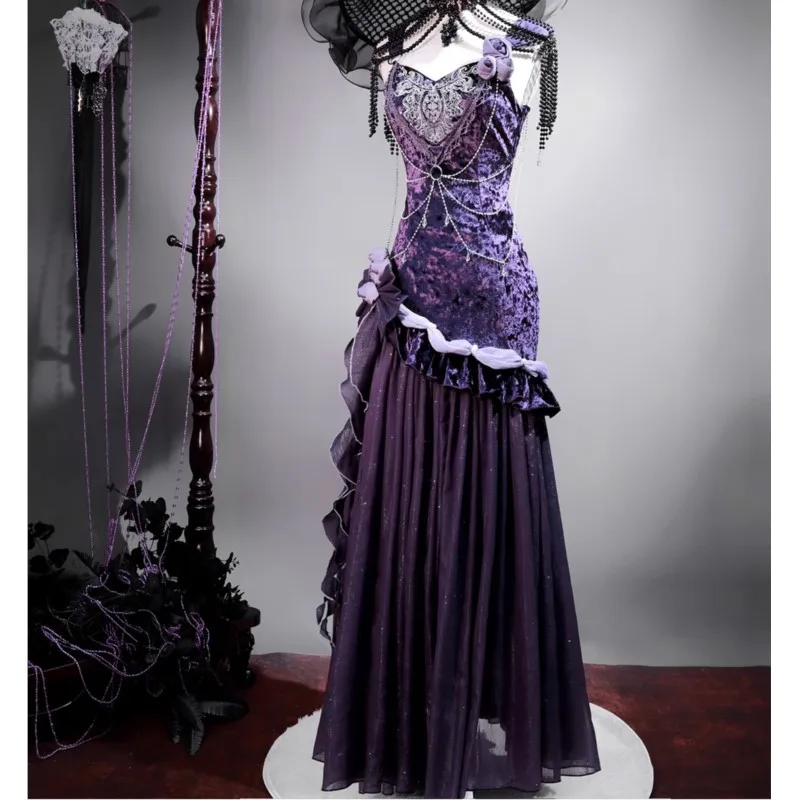 

Lolita Fishtail Gown Sling Dress Light Luxury High Sense
