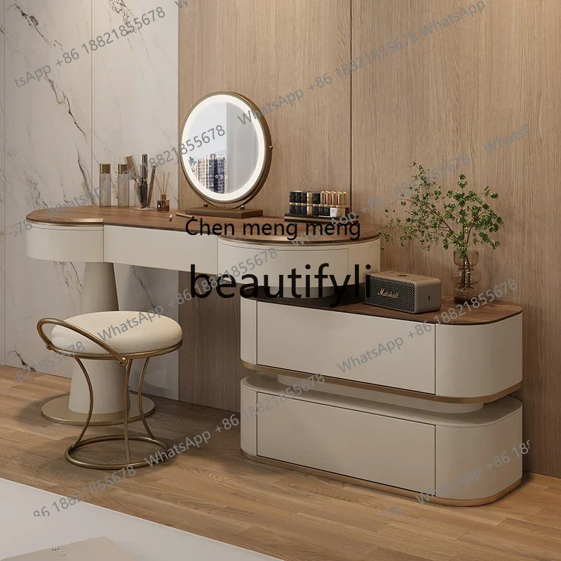 D178 خزانة تخزين من الخشب الصلب الفاخر، طاولة مكياج متكاملة لغرفة النوم على الطراز القديم #3