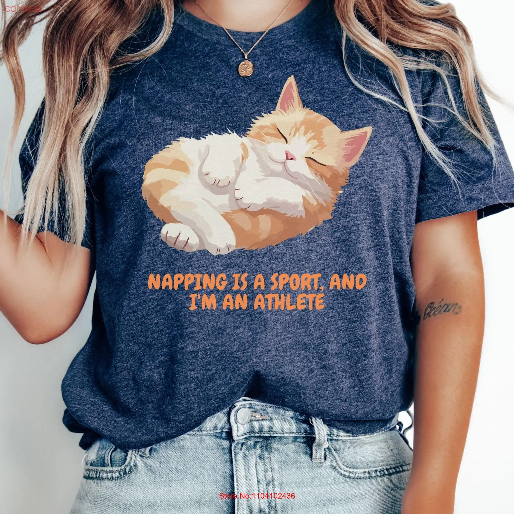 Cat T Shirt I love Cats and naps Animal Cute Funny long or short sleeves