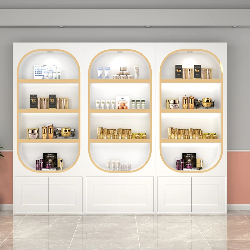 Wood Cosmetics Display Cabinet for Beauty Salon Live Broadcast Room Nail Art Products-Modern Design Eco-Friendly & Durable