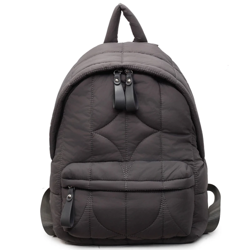 Mochila leve de penas de cor sólida, masculina, feminina, armazenamento de livros e mochila de viagem, mochila acolchoada de algodão com alça ajustável