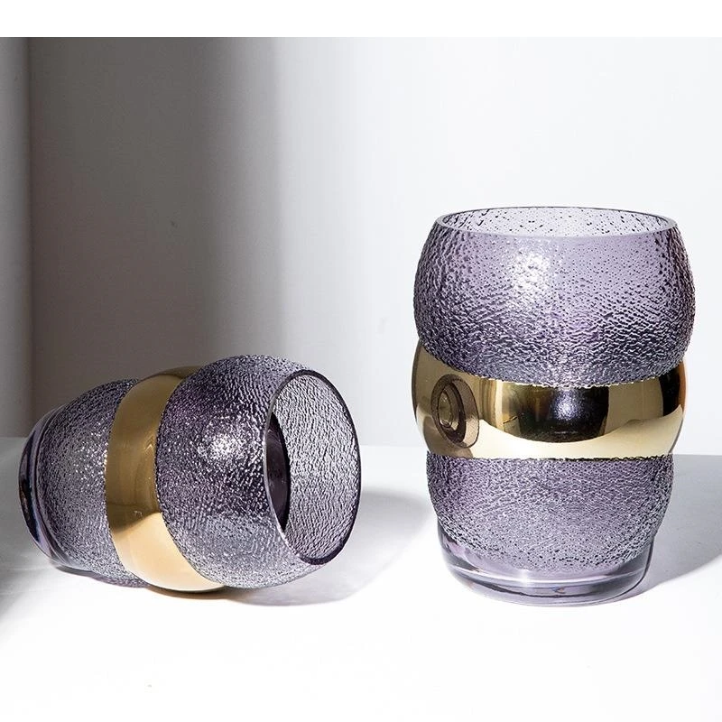 Gold-plated Frosted Vase Hydroponic Flower Pots Decorative Arrangement Desk Decoration Floral Vases Modern Home Decor