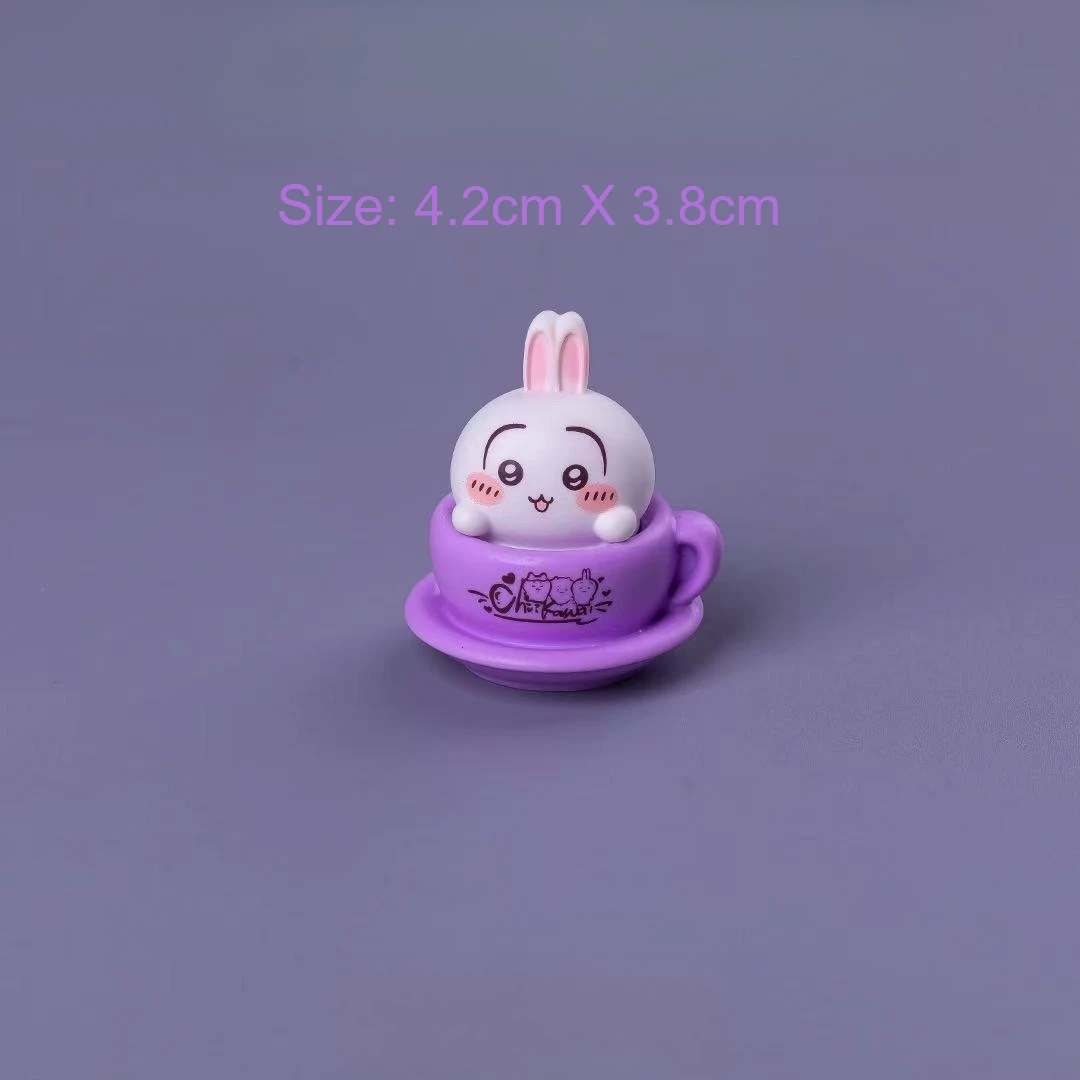 Chiikawa Rotating Cup Figure Kawaii Anime Mini Desk Decor Cartoon Collectible Desktop Ornament Cute Room Decor Gift view 4