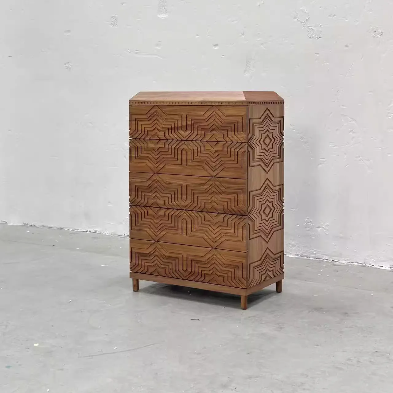 

French Retro Solid Wood Entrance Cabinet American Sideboard for Home & Hotel Furniture New Living Room Storage Cabinet