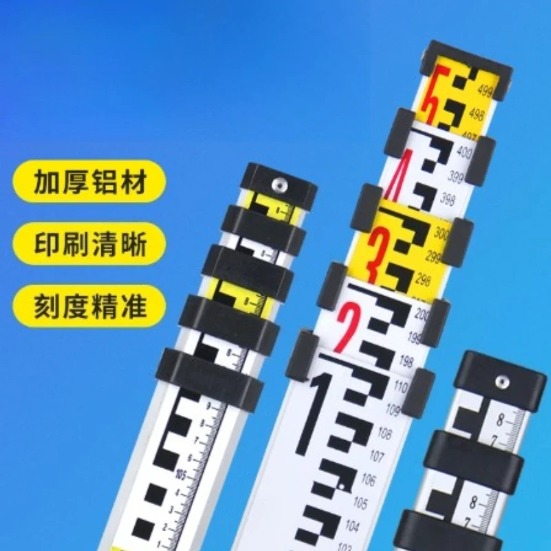 Aluminum Alloy Telescopic Level Staff, Tower‑Style Height Measuring Scale for Elevation Survey Work