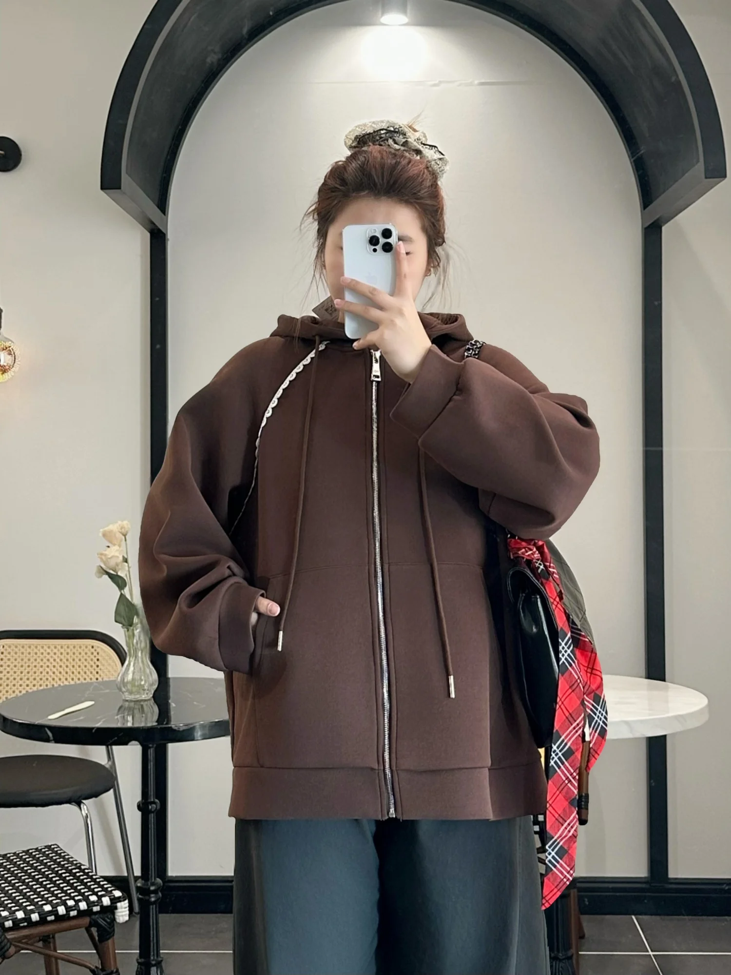 

Свободная повседневная толстовка с большим капюшоном, весна-лето, утепленная, больших размеров, женская одежда, укороченная куртка для подростков, стройнящая фигуру