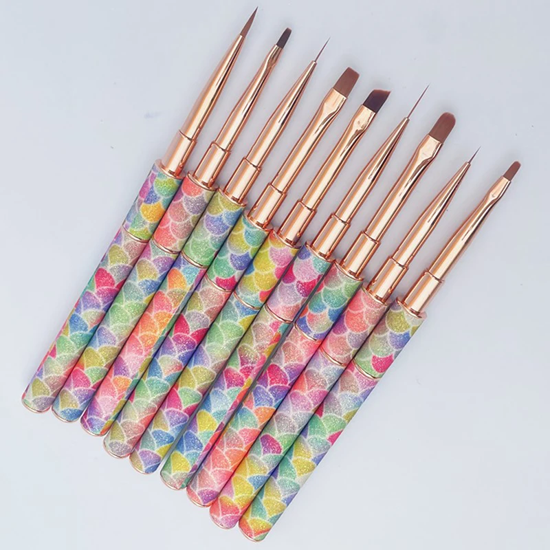 Rainbow Gradient Nail Art Brush Gradient Nail Brush Line Painting Brushes Nails Crystal Acrylic Liner Drawing