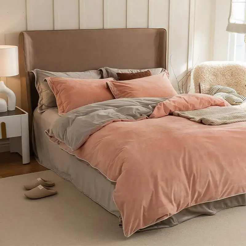 

Утолщенный зимний пододеяльник из молочного вельвета и кораллового флиса для одного человека, двусторонний, пушистый, в современном стиле