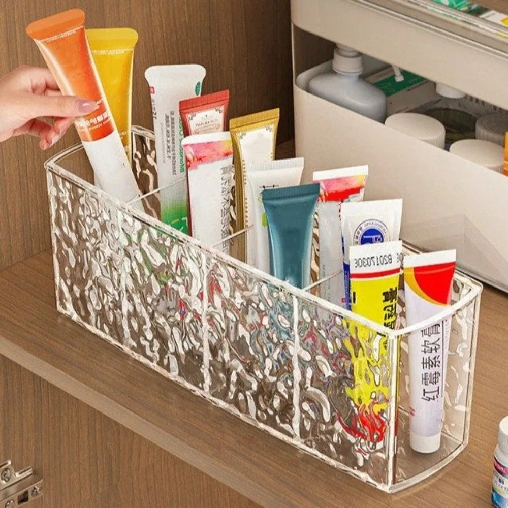 Transparent Water Ripple Storage Box Multi Functional Plastics Makeup Brush Storage Tube Simple Container Pen Holder Living Room