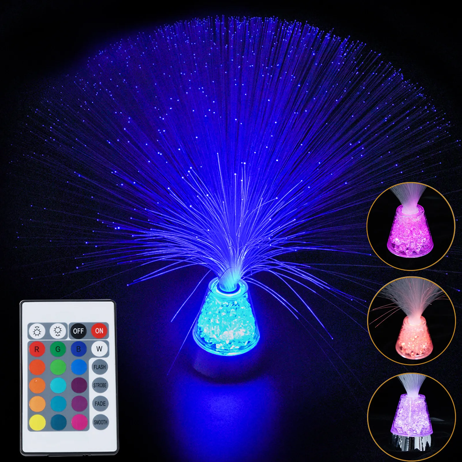 

1 комплект: Набор светодиодных оптоволоконных светильников с пультом ДУ для спальни, настольная лампа, декоративный ночник, стильный светильник для дома