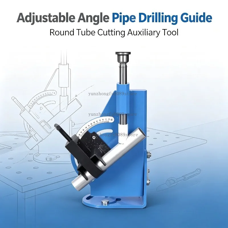Adjustable Angle Round Pipe Drilling Cutting Bracket, Precision Metal Tube Processing Auxiliary Fixture for Workshop Machining