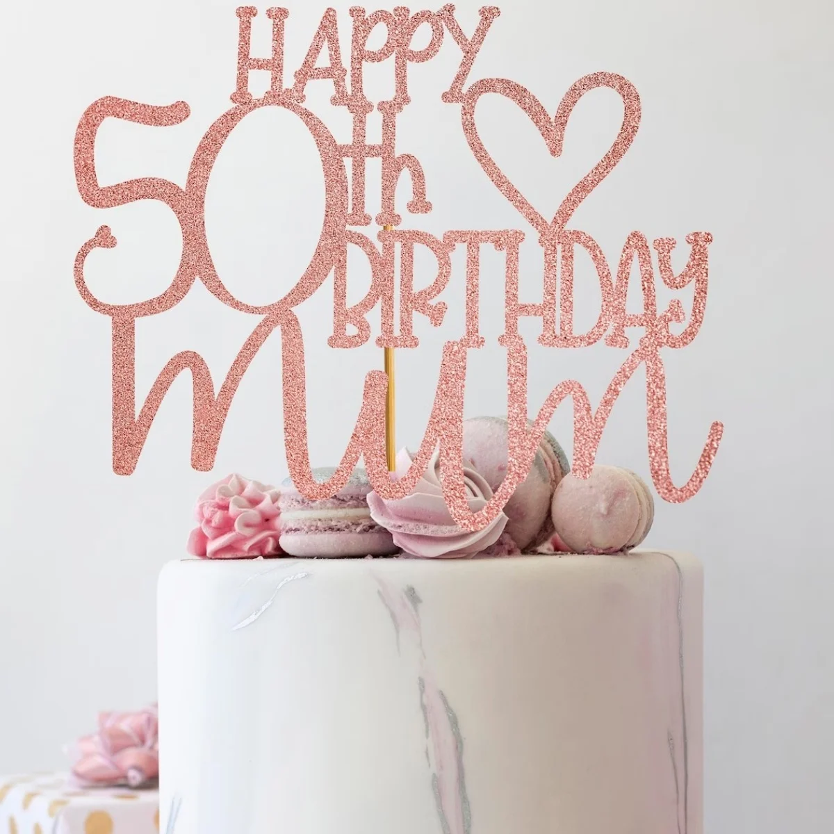 Happy 50th birthday mum Glitter Cake Topper for 50th Birthday Cake Decoration