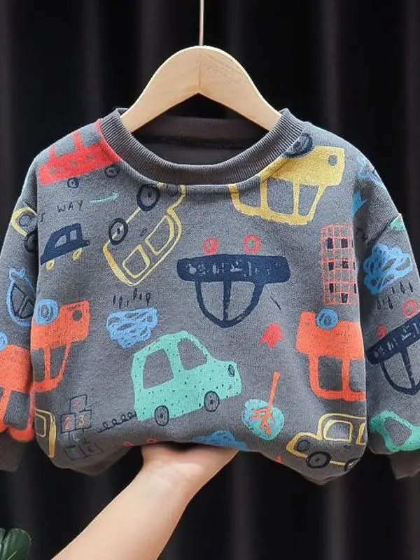 Moletom Infantil Fofo de Algodão Puro, Roupa Infantil Primavera Outono, Blusas Modernas para Meninos e Meninas, Manga Princesa em Fibra de Poliéster