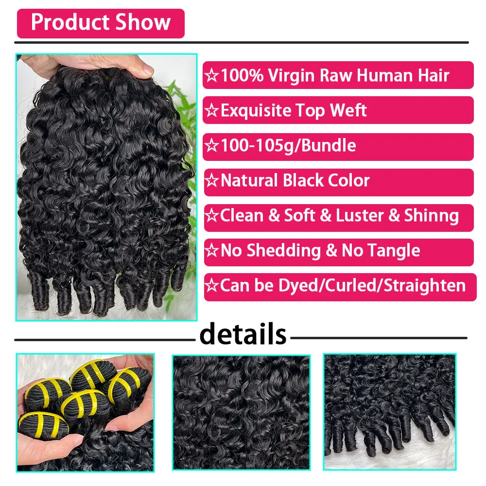 Burmese Pixie Curly Bundles Human Hair Extensions Burmese Curls Raw Hair 100% Human Hair Bundles Weave 1/3/4Pcs Full End